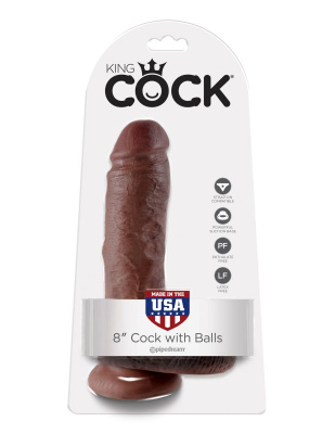 Фаллоимитатор на присоске коричневый King Cock 8 Cock with Balls (5507-29 PD)
