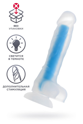 Фаллоимитатор светящийся в темноте, силикон, синий, 18 см (УТ-00003595)