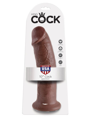 Фаллоимитатор-гигант на присоске коричневый King Cock 10 Cock Brown (5505-29 PD)